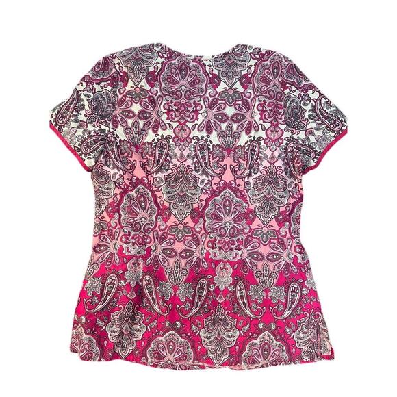 EUC Healing Hands Paisley colorful design scrub top sz medium nurse medical - Picture 2 of 5